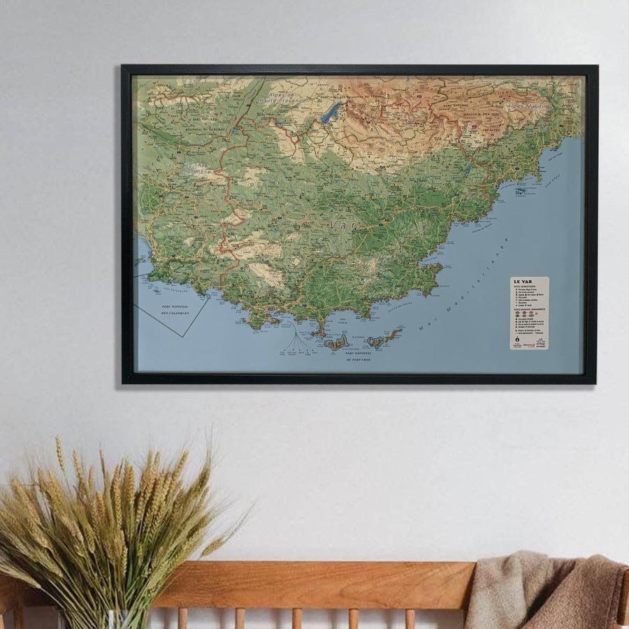 Carte murale en relief - Le Var - 61 cm x 41 cm | 3D Map carte relief 3D Map 