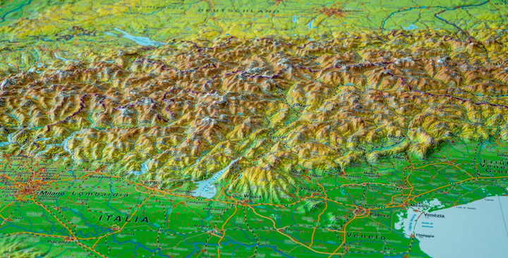 Carte murale en relief - Les Alpes (en anglais) - 77 x 57 cm | Georelief carte relief Georelief 