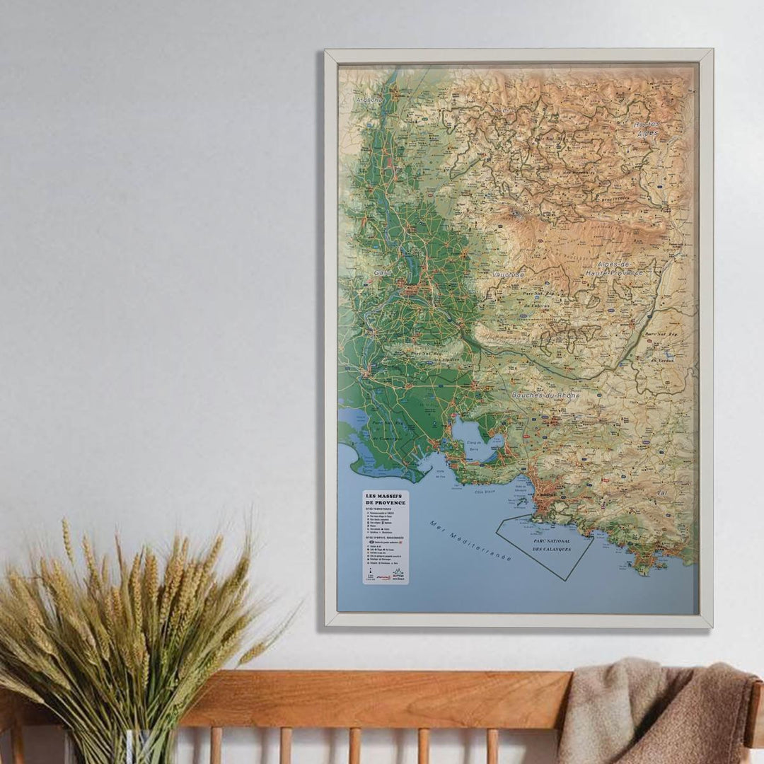 Carte murale en relief - Massifs de Provence - 41 cm x 61 cm | 3D Map carte relief 3D Map 