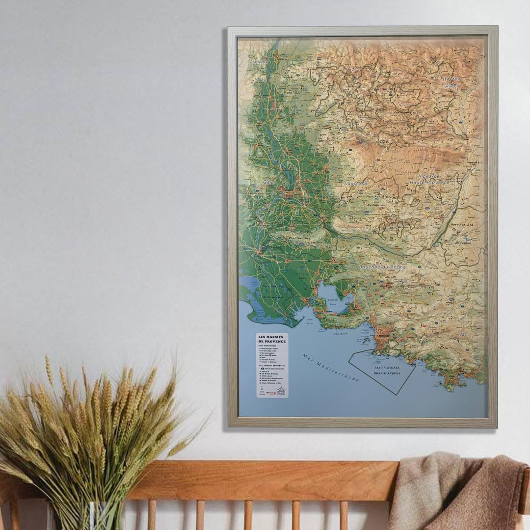 Carte murale en relief - Massifs de Provence - 41 cm x 61 cm | 3D Map carte relief 3D Map 