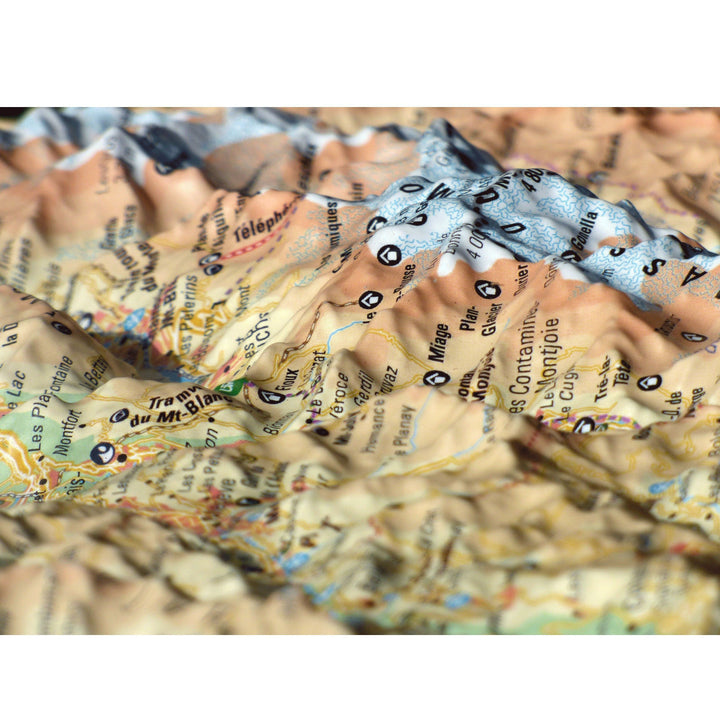 Carte murale en relief - Mont Blanc et sa région - 41 cm x 61 cm | 3D Map carte relief 3D Map 
