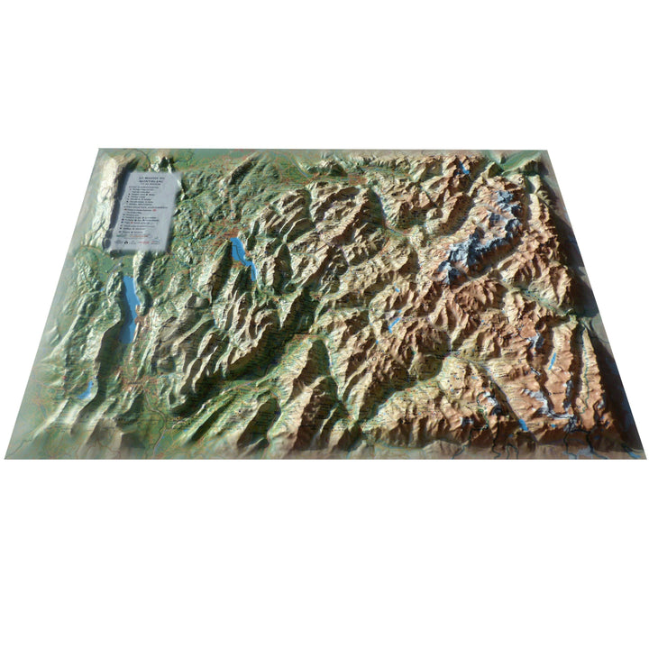 Carte murale en relief - Mont Blanc et sa région - 41 cm x 61 cm | 3D Map carte relief 3D Map 