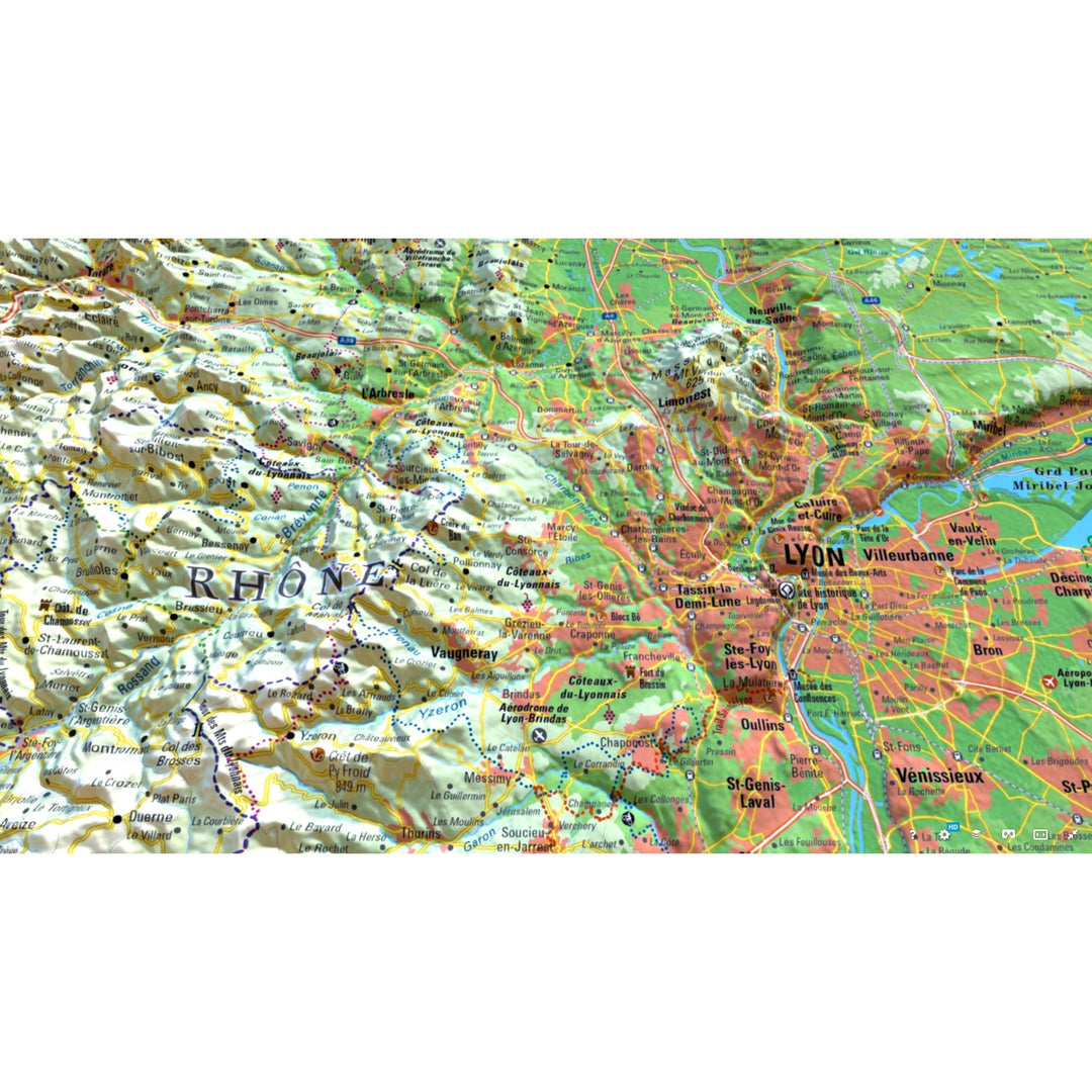 Carte murale en relief - Parc du Pilat & Monts du Lyonnais - 41 cm x 61 cm | 3D Map carte relief 3D Map 