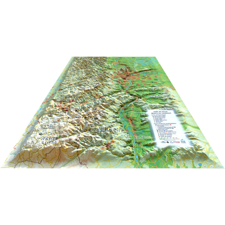 Carte murale en relief - Parc du Pilat & Monts du Lyonnais - 41 cm x 61 cm | 3D Map carte relief 3D Map 