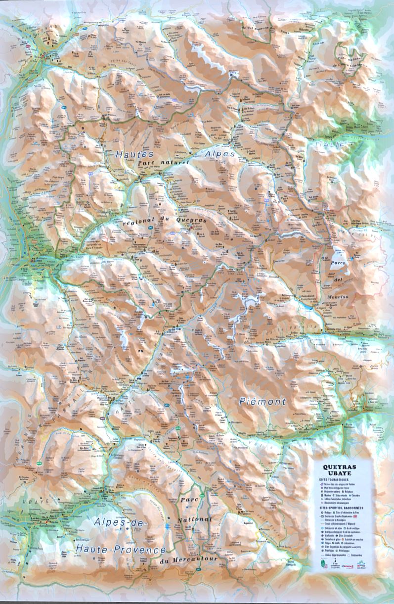 Carte murale en relief - Parc Naturel Régional du Queyras-Ubaye - 41 cm x 61 cm | 3D Map carte relief 3D Map 