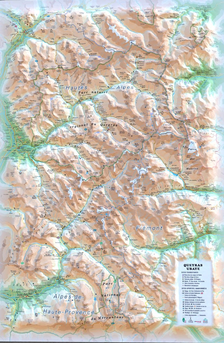 Carte murale en relief - Parc Naturel Régional du Queyras-Ubaye - 41 cm x 61 cm | 3D Map carte relief 3D Map 