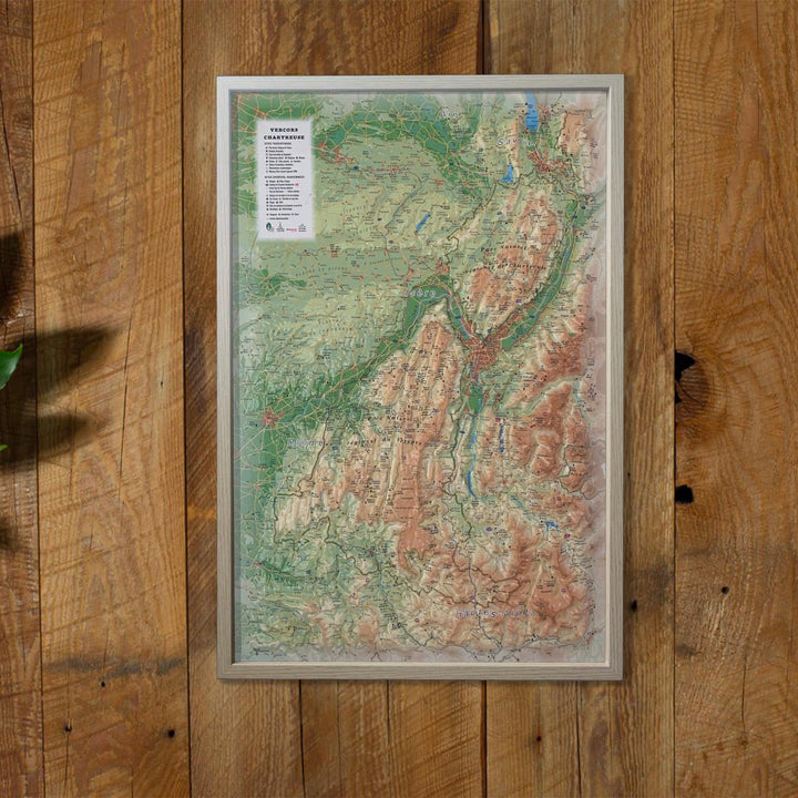 Carte murale en relief - Parc naturels régionaux du Vercors et de la Chartreuse - 41 cm x 61 cm | 3D Map carte relief 3D Map 
