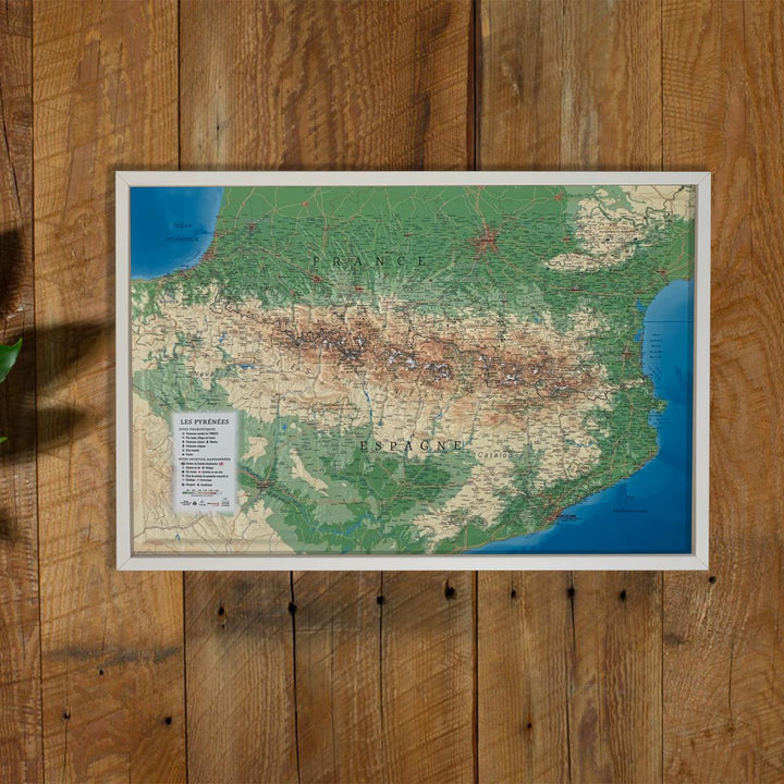 Carte murale en relief - Pyrénées - 61 cm x 41 cm | 3D Map carte relief 3D Map 