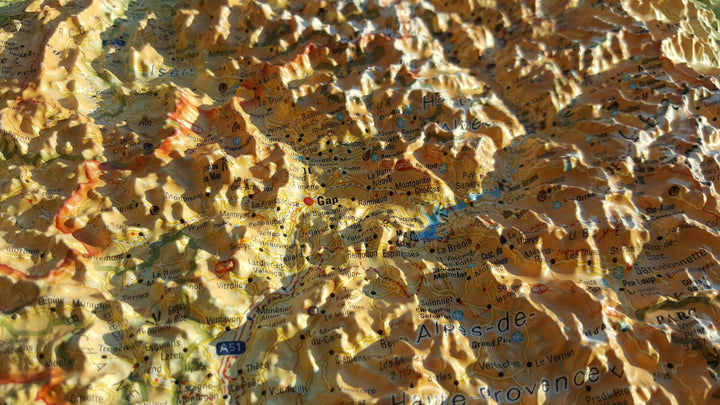 Carte murale en relief - Région PACA - 41 cm x 61 cm | 3D Map carte relief 3D Map 