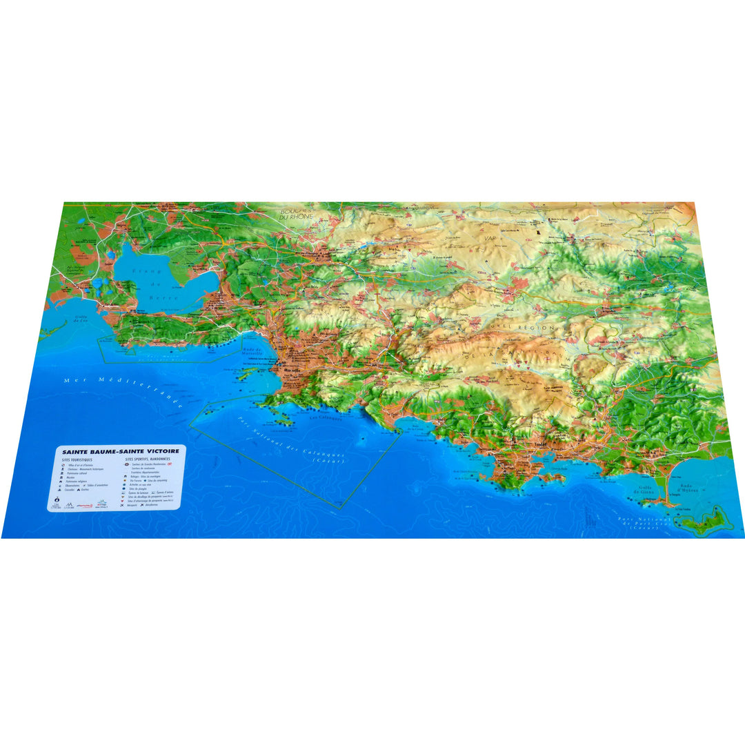 Carte murale en relief - Sainte Victoire & Sainte-Baume - 41 cm x 61 cm | 3D Map carte relief 3D Map 
