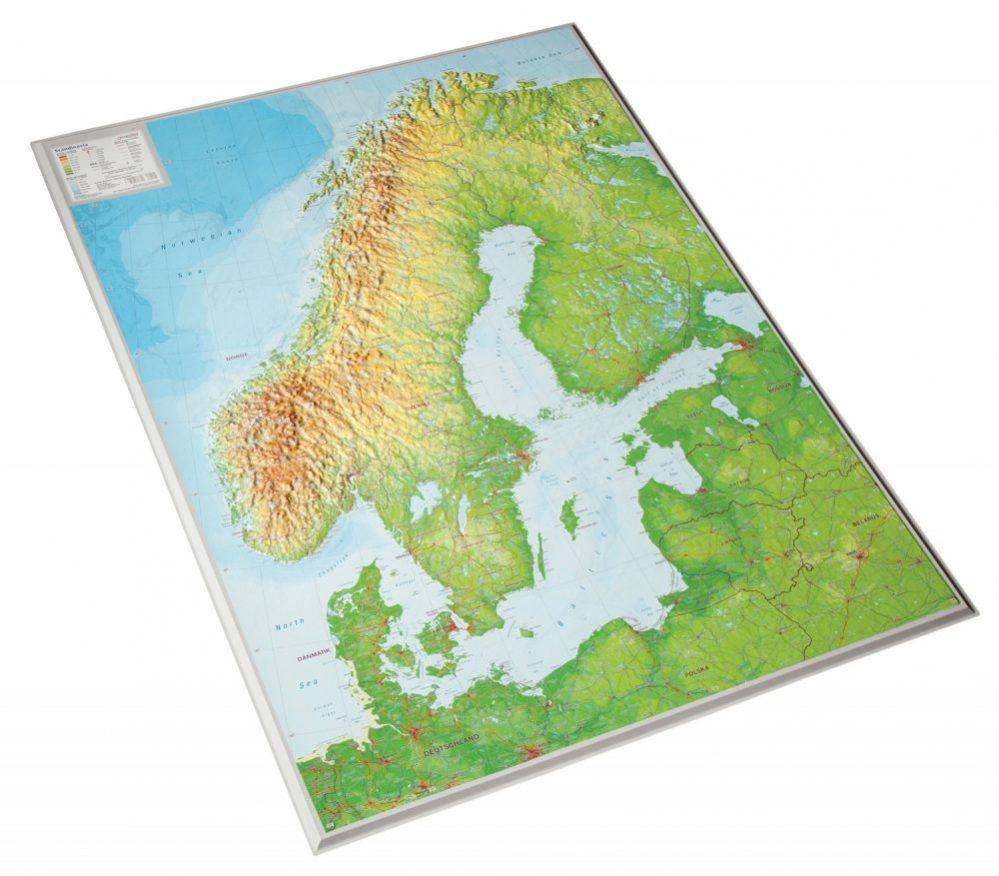 Carte murale en relief - Scandinavie (en anglais) - 77 x 57 cm | Georelief carte relief Georelief 