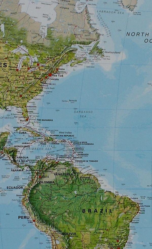 Carte murale géante plastifiée (en anglais) - Monde environnemental - 198 x 123 cm, avec lattes de maintien en bois | Maps International carte murale grand tube Maps International 