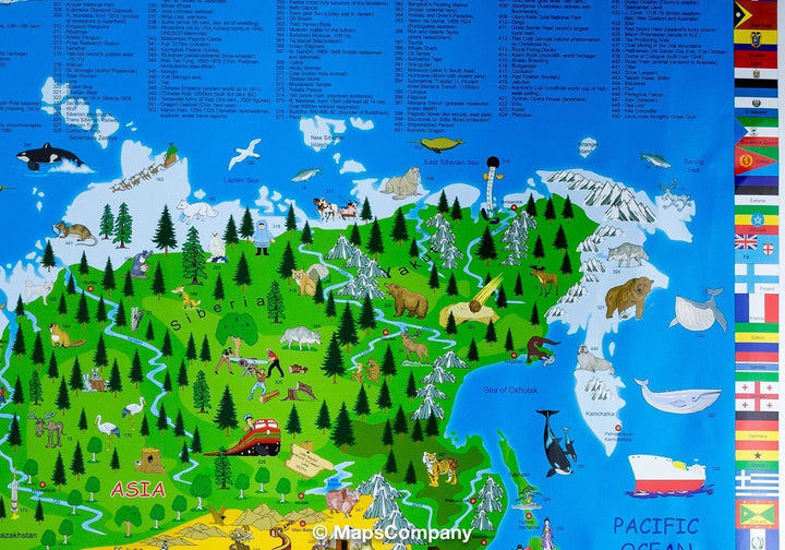 Carte murale illustrée pour enfants (en anglais) - The World | Krüger & Schönhoff carte murale petit tube Krüger & Schönhoff 