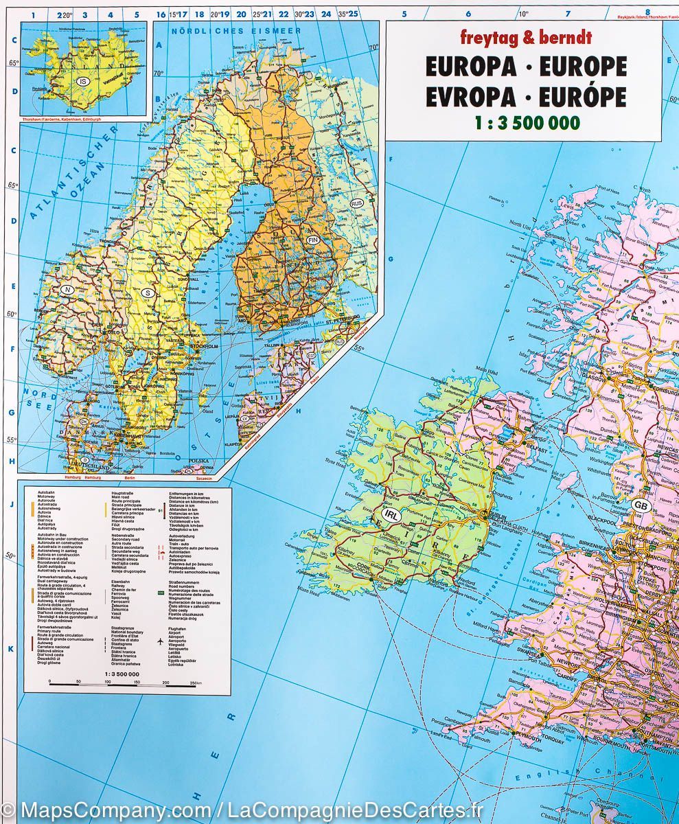 Carte d'Europe relief / Carte d'Europe politique: Carte murale