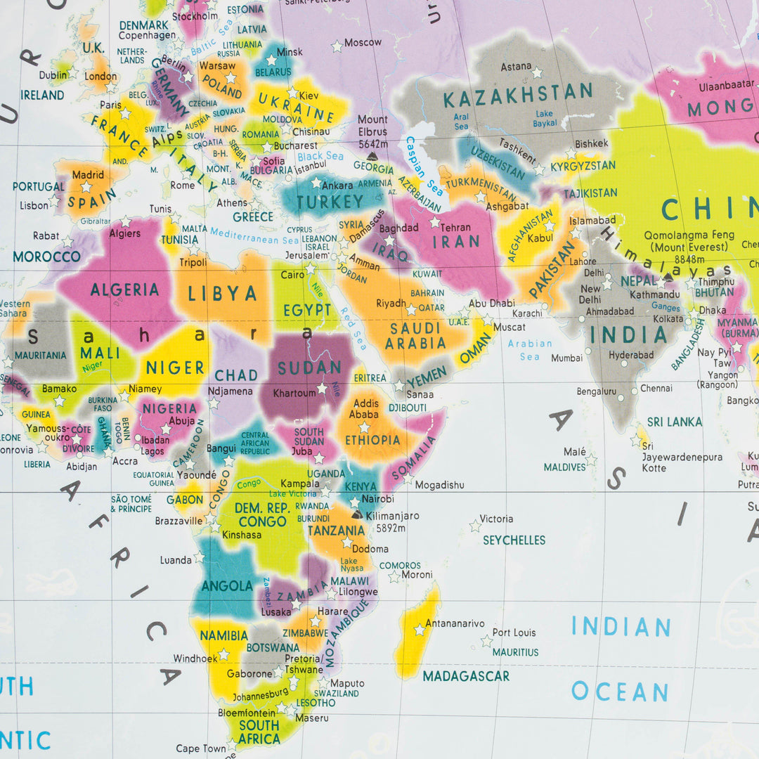 Carte murale phosphorescente (pour enfants) - Le Monde (en anglais) | Maps International carte murale petit tube Maps International 