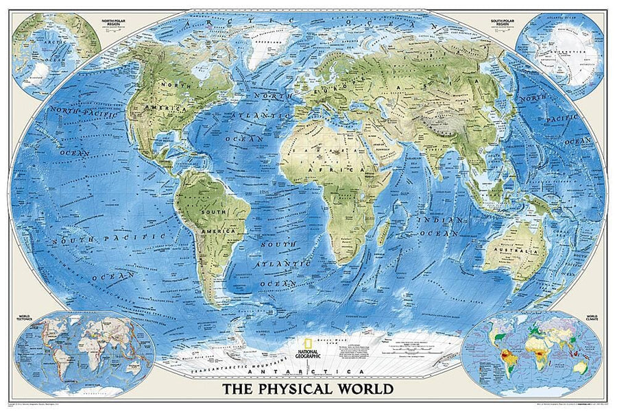 World physical wall map | National Geographic Wall Map (small tube) 