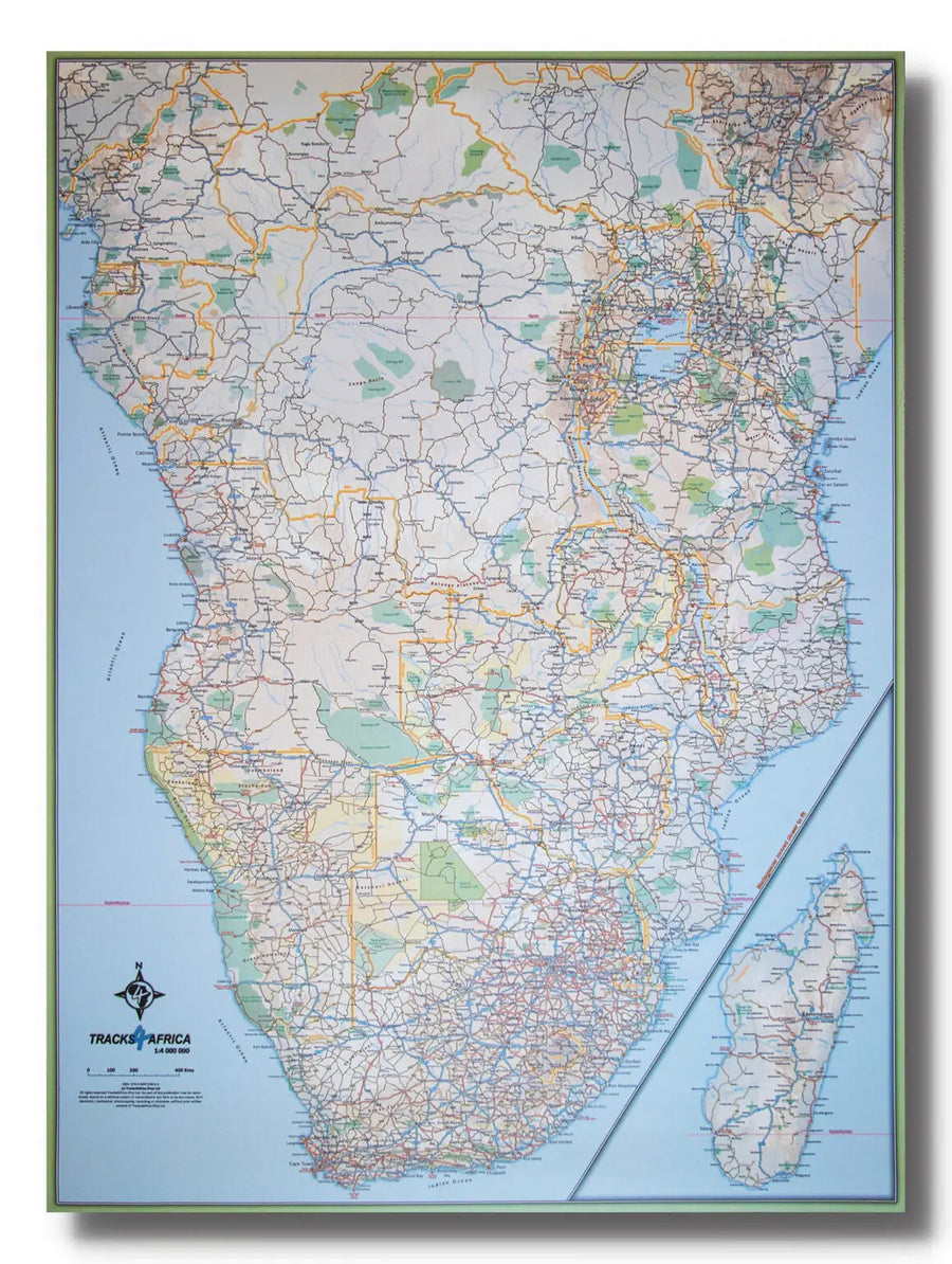 Carte murale plastifiée - Afrique, partie Sud - 130 x 98 cm | Tracks4Africa carte murale petit tube Tracks4Africa 