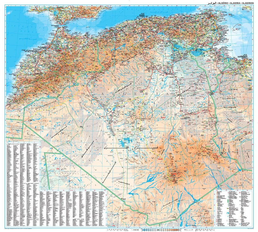Carte murale plastifiée - Algérie (géographique) | Gizi Map carte murale grand tube Gizi Map 