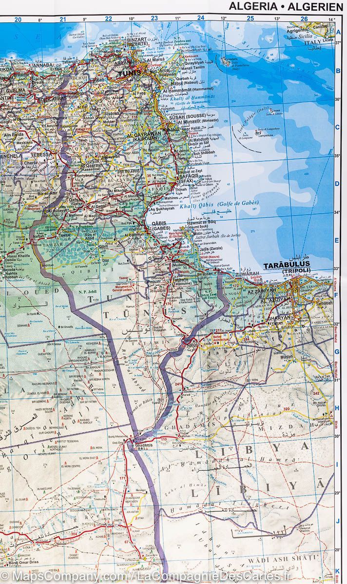 Carte murale plastifiée - Algérie (routière) | Gizi Map carte murale grand tube Gizi Map 