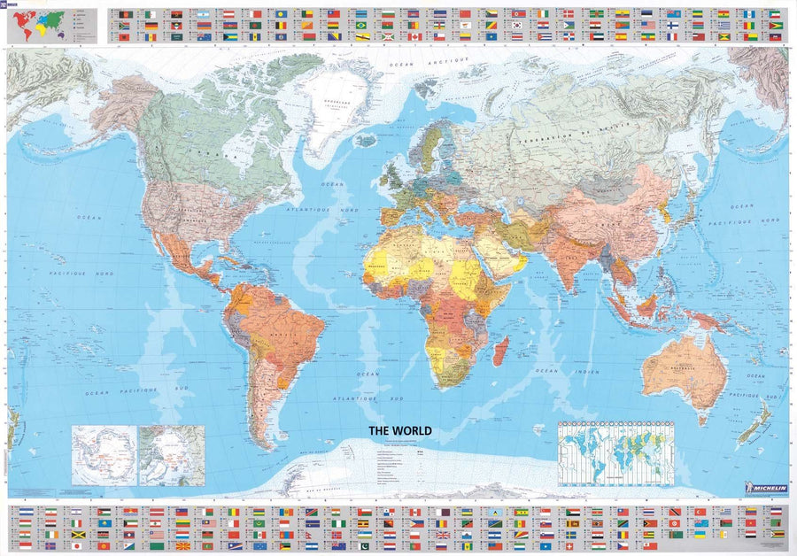 Carte murale plastifiée (en anglais) - World politique 701 | Michelin carte murale grand tube Michelin 