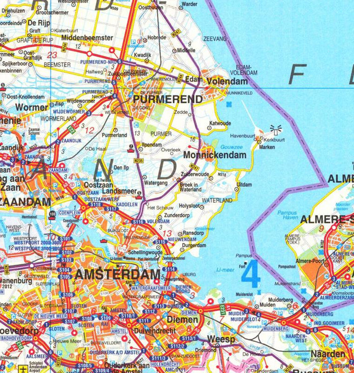 Carte murale plastifiée (en néerlandais) - Pays-Bas | Falk carte murale petit tube Falk 