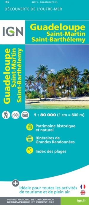 Carte murale plastifiée - Guadeloupe, Saint-Martin, Saint-Barthélemy | IGN carte murale grand tube IGN 