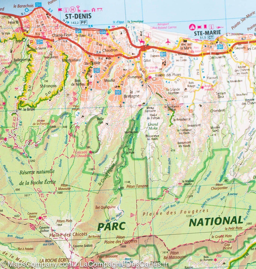 Carte murale plastifiée - Ile de la Réunion | IGN carte murale grand tube IGN 