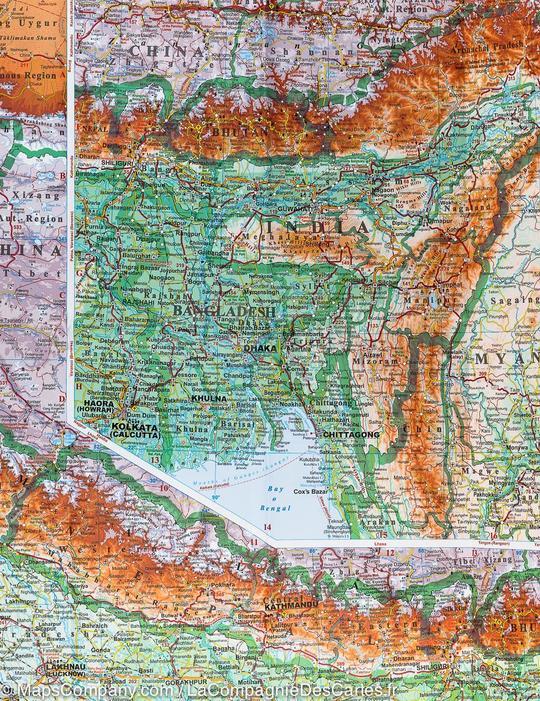 Carte murale plastifiée - Inde (géographique) | Gizi Map carte murale grand tube Gizi Map 
