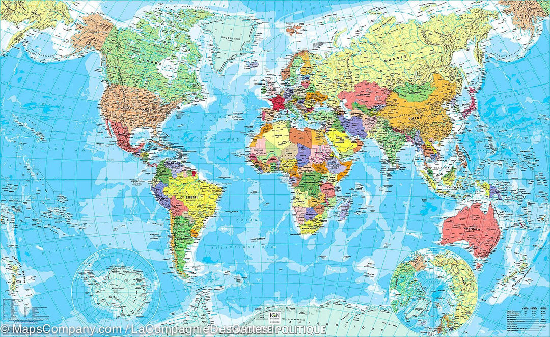 Carte du Monde pour enfants - Carte murale de grand format