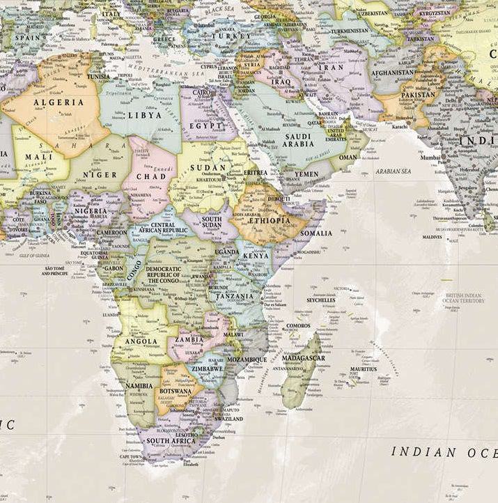 Carte murale plastifiée - Monde politique (en anglais), style classique - 119 x 85 cm | Maps International carte murale petit tube Maps International 