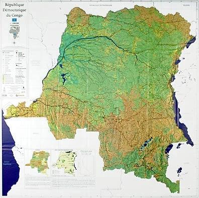 Carte murale plastifiée - République Démocratique du Congo | UCL carte murale petit tube UCL 
