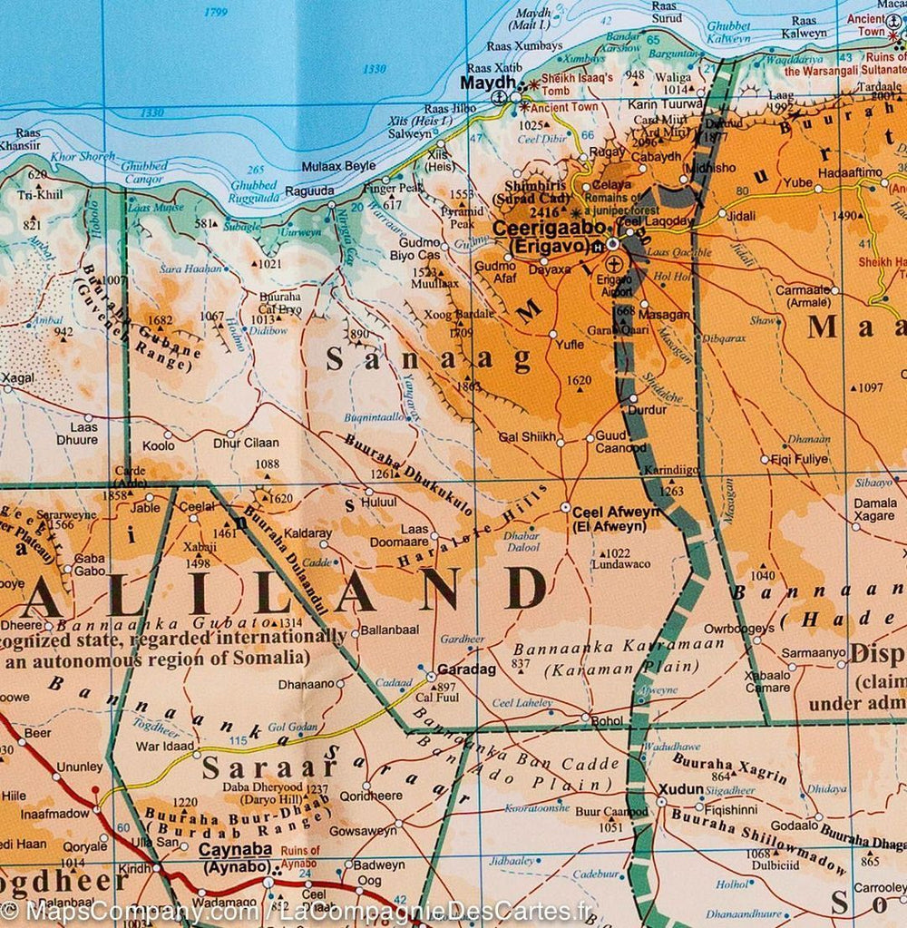 Carte murale plastifiée - Somalie (géographique) | Gizi Map carte murale petit tube Gizi Map 