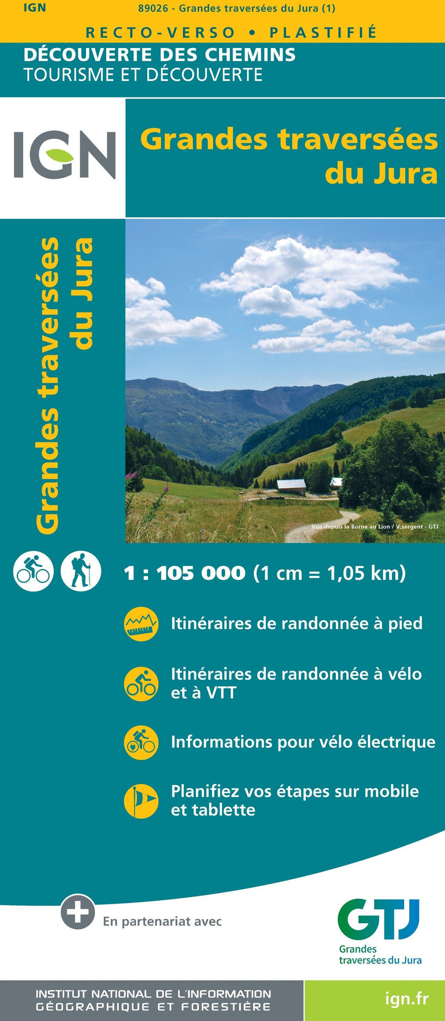 Carte plastifiée - Grandes traversées du Jura | IGN carte pliée IGN 
