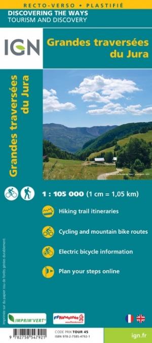 Carte plastifiée - Grandes traversées du Jura | IGN carte pliée IGN 