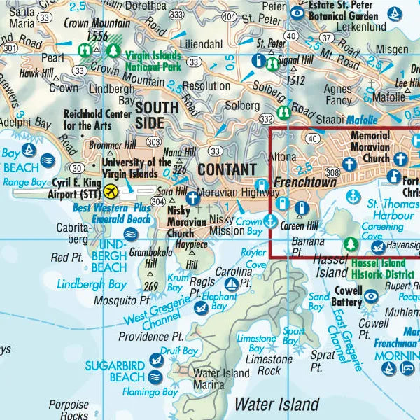 Carte plastifiée - Iles Vierges, Britannique et US | Borch Map carte pliée Borch Map 