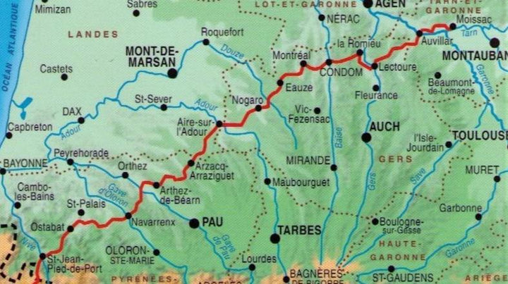 Carte plastifiée - St Jacques de Compostelle : De Moissac à Roncevaux (GR65 -2) | IGN carte pliée IGN 