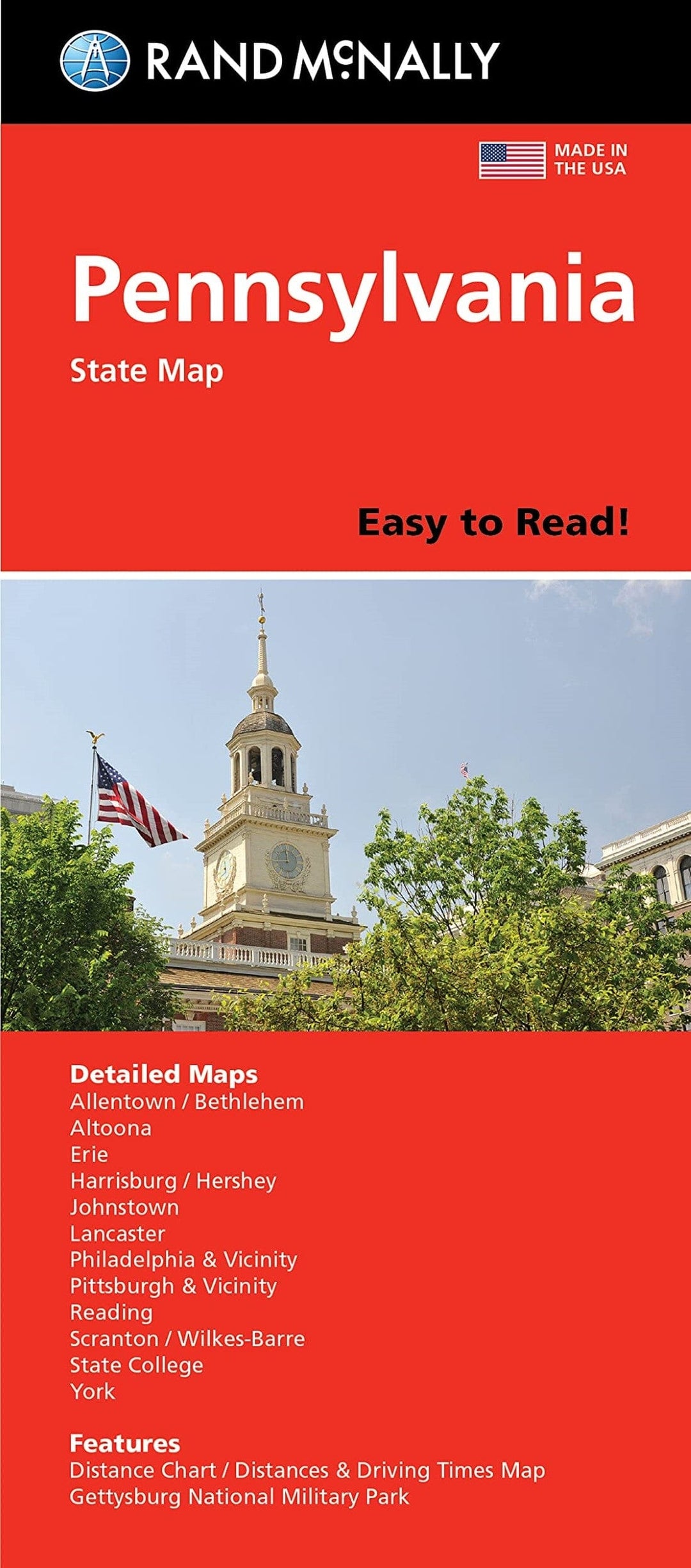 Pennsylvania Easy to Read Folded Map | Rand McNally carte pliée 