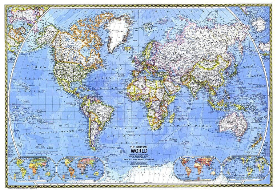 1975 Political World Map Wall Map 