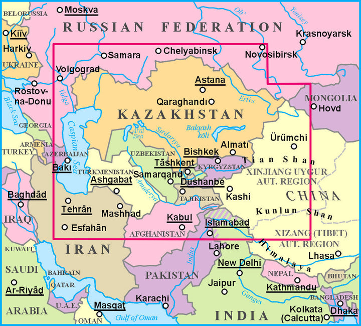 Carte politique - Kazakhstan | Gizi Map carte pliée Gizi Map 