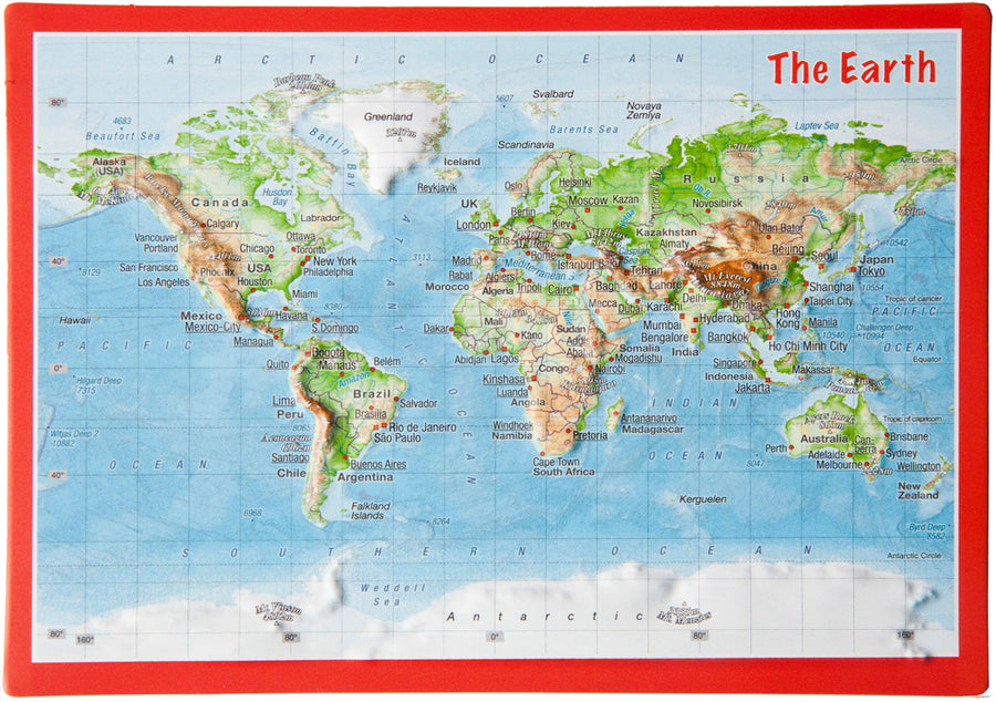carte postale en relief (en anglais) - Monde | Georelief carte pliée Georelief 