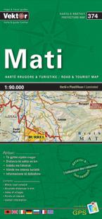 Carte régionale - Mati (Albanie), n° 374 | Vektor carte pliée Vektor 