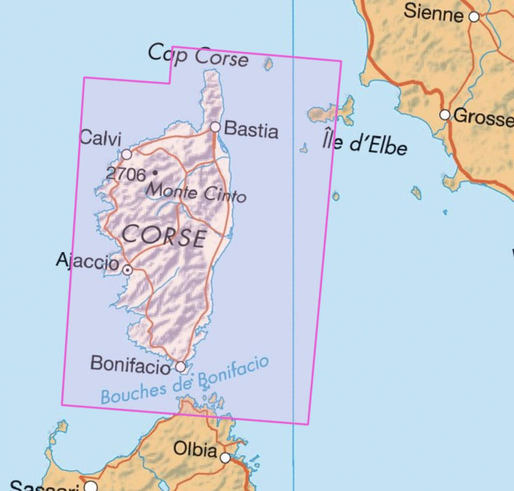 Carte régionale n° 17 : Corse - VERSION MURALE ET PLASTIFIEE | IGN carte murale grand tube IGN 