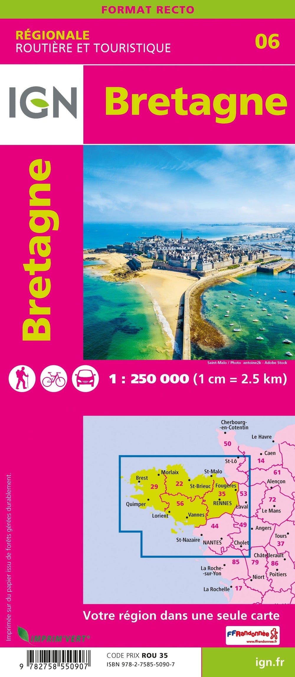 Carte régionale n° 6 : Bretagne | IGN carte pliée IGN 