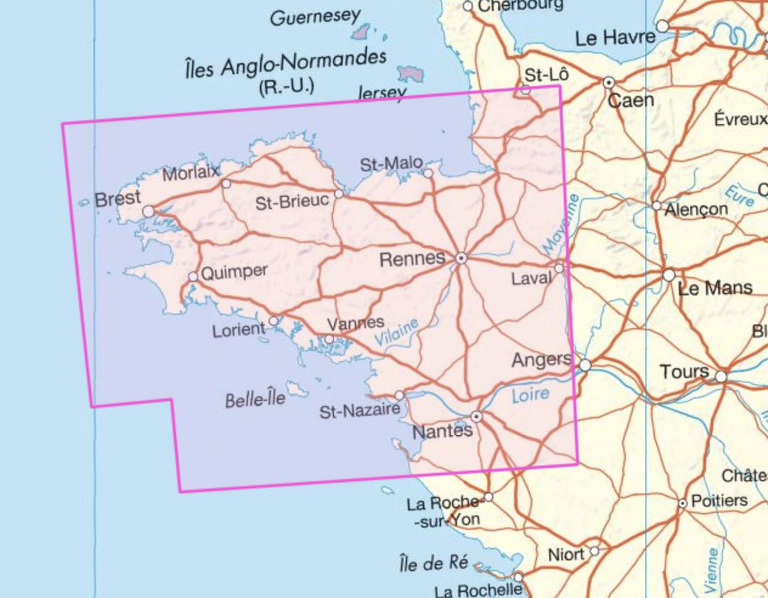 Carte régionale n° 6 : Bretagne - VERSION MURALE ET PLASTIFIEE | IGN carte murale grand tube IGN 