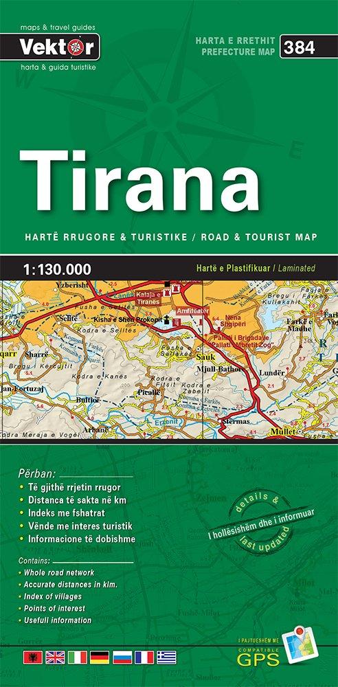 Carte régionale - Tirana (Albanie), n° 384 | Vektor carte pliée Vektor 