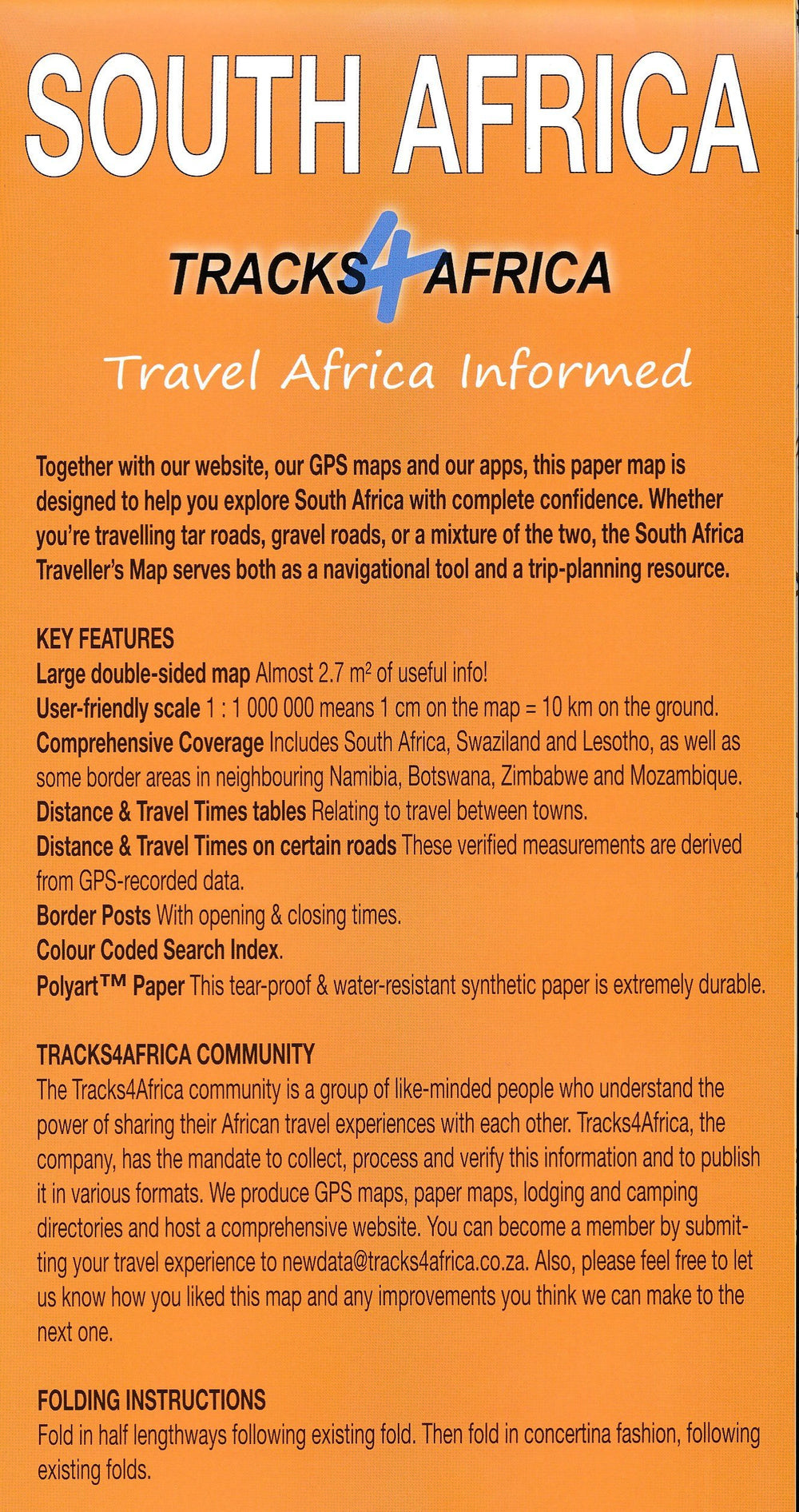 Carte routière - Afrique du Sud | Tracks4Africa carte pliée Tracks4Africa 
