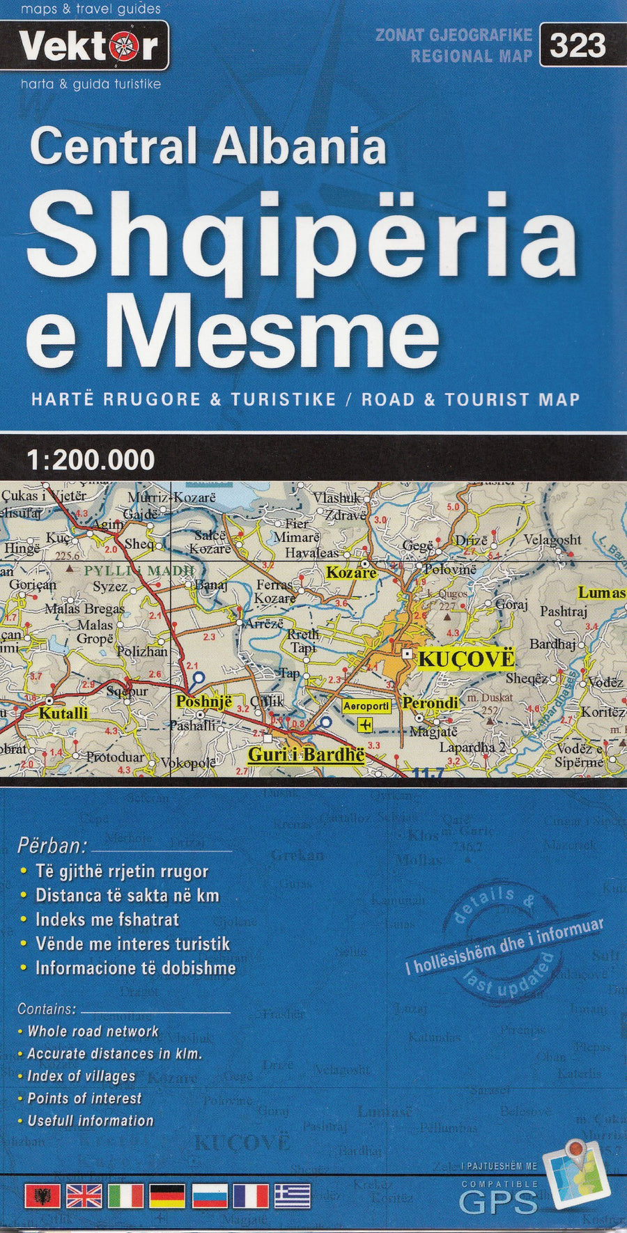 Carte routière - Albanie Centrale, n° 323 | Vektor carte pliée Vektor 