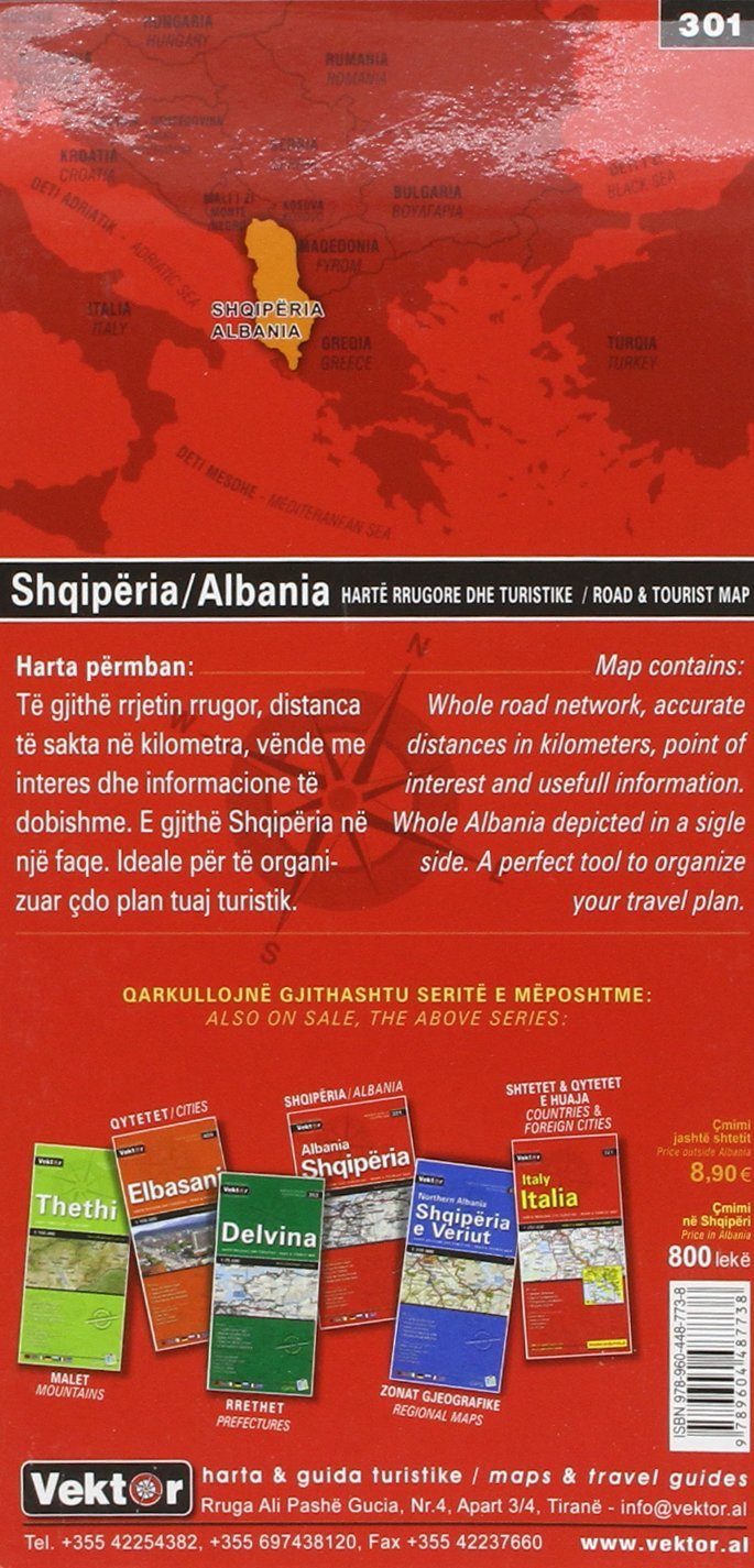 Carte routière - Albanie, n° 301 | Vektor carte pliée Vektor 
