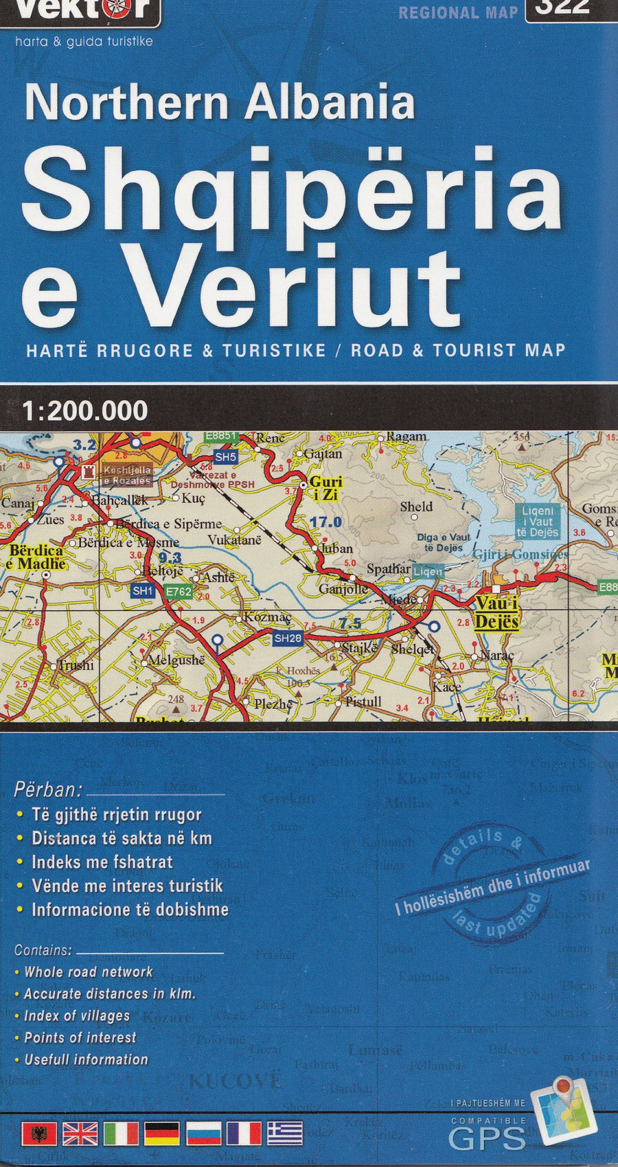 Carte routière - Albanie Nord, n° 322 | Vektor carte pliée Vektor 