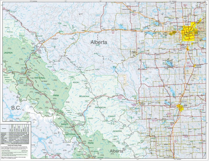 Carte routière - Alberta Sud-Ouest & Colombie Britannique Sud-Est | Gem Trek carte pliée Gem Trek Publishing 